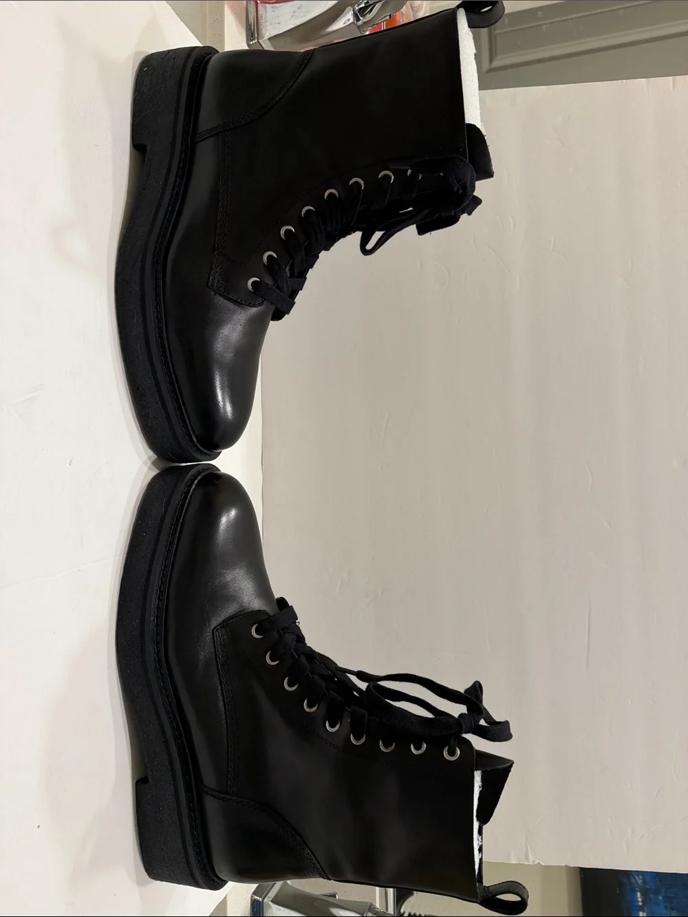 Men's Black Lace-Up Leather Ankle Boots